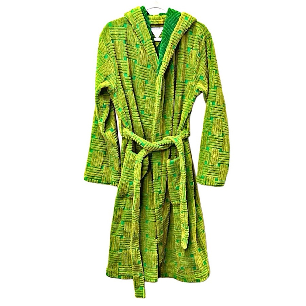 Authentic Vintage Bottega Veneta Terry Cloth Intrecciato Hooded Robe